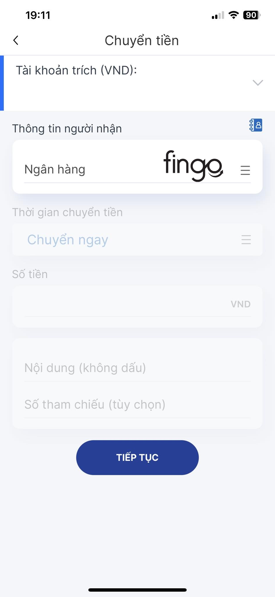 Nhập thông tin người nhận