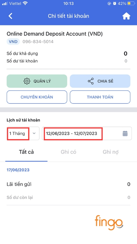 Chọn khoảng thời gian thực hiện giao dịch
