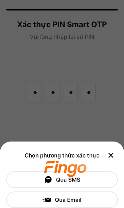 Chọn phương thức xác thực để nhận mã kích hoạt OTP