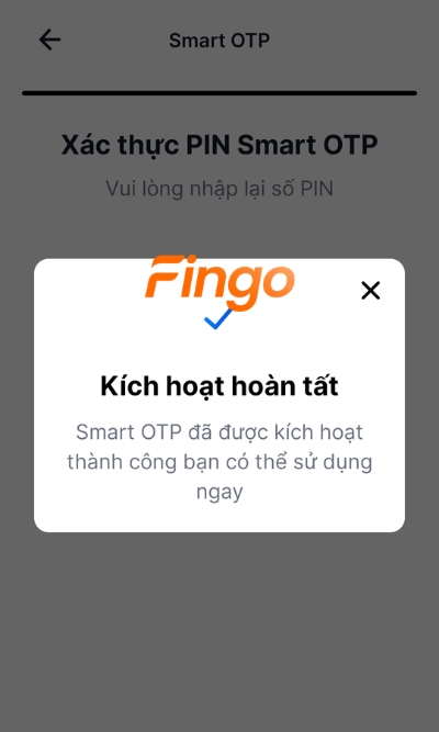 Chọn Xác nhận. Màn hình hiển thị thông báo MyVIB được kích hoạt thành công.