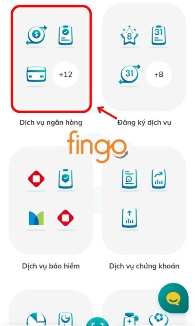 Đăng nhập ứng dụng. Tại màn hình chính, kéo xuống dưới và chọn mục Đăng ký Dịch vụ