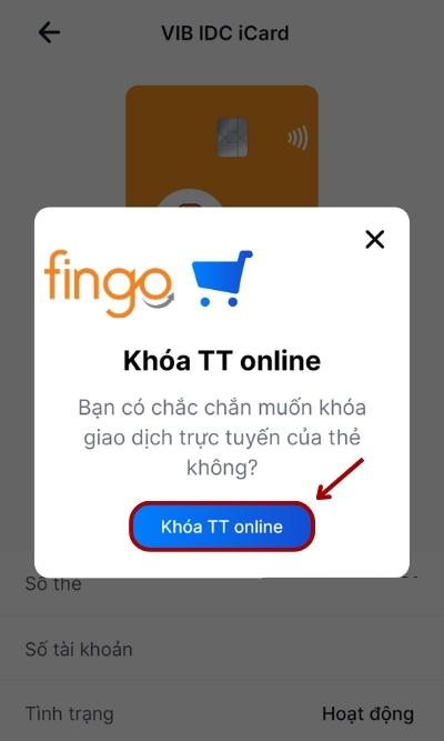 Chọn Khóa TT Online để xác nhận quy trình