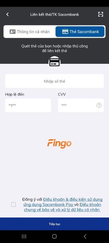 Nhập/quét thông tin thẻ theo hệ thống yêu cầu