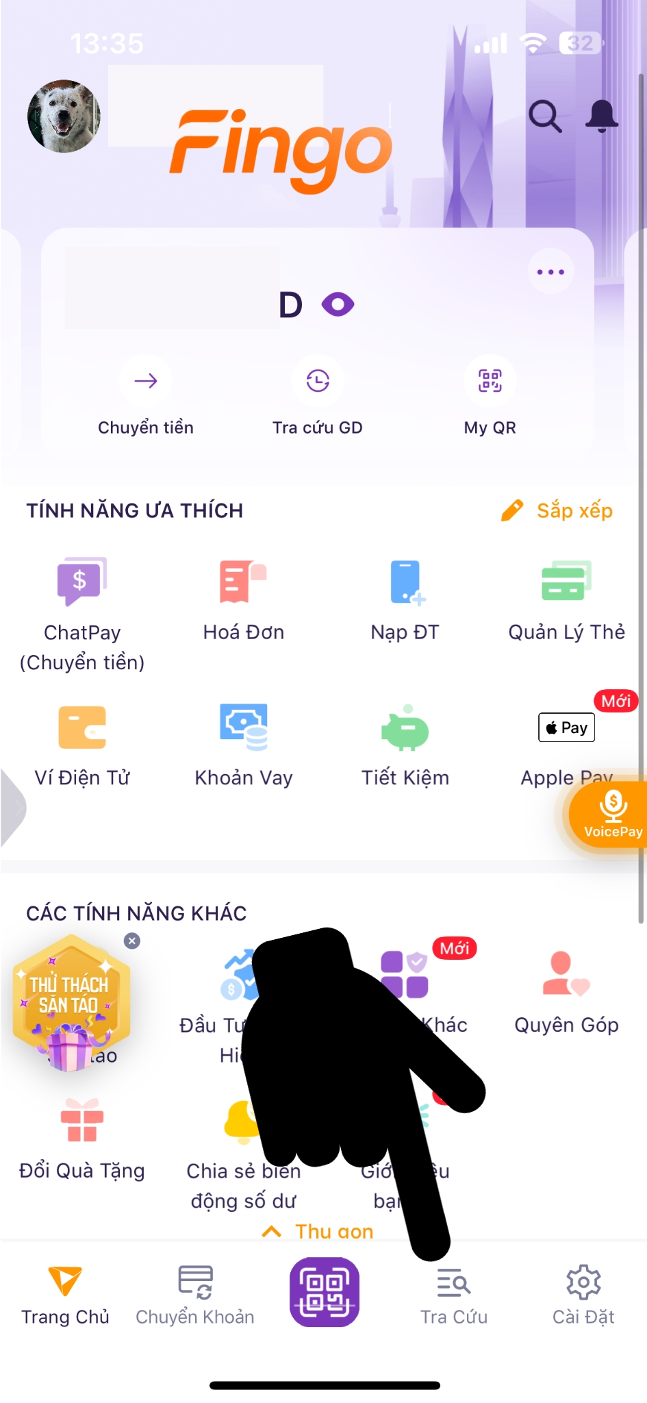Cách kiểm tra hạn mức thẻ tín dụng TPBank bước 1
