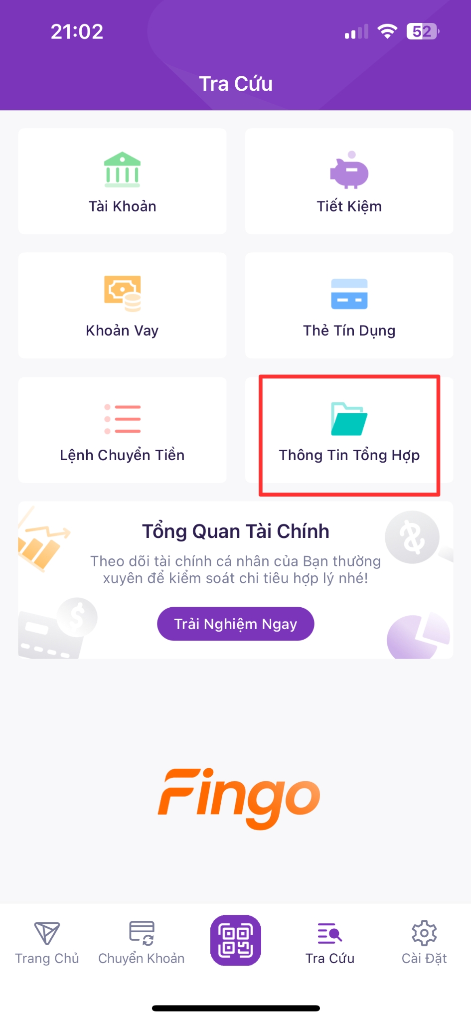 Cách kiểm tra hạn mức thẻ tín dụng TPBank bước 2