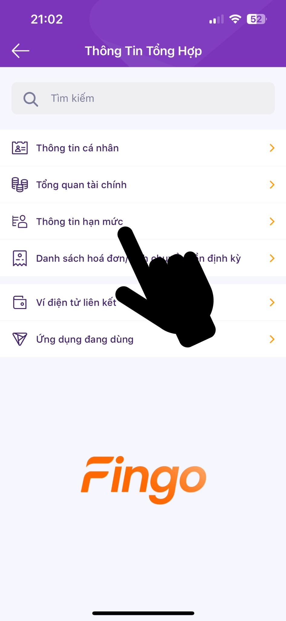 Cách kiểm tra hạn mức thẻ tín dụng TPBank EVO bước 3