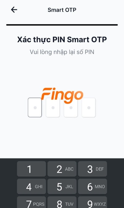 Nhập mã PIN Smart OTP thêm một lần nữa để xác thực giao dịch