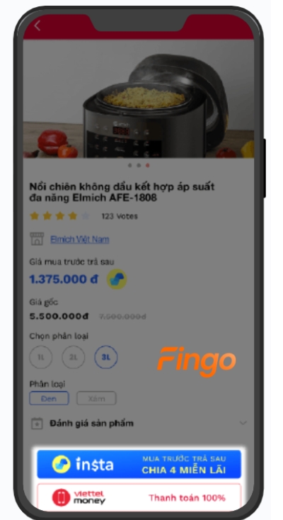 Nhấn chọn loại hình thanh toán