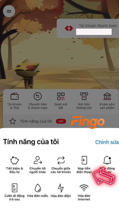 Nhấn chọn mục nạp tiền điện thoại