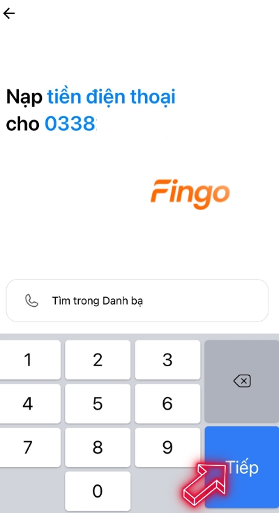 Nhấn chọn số điện thoại và chọn Tiếp