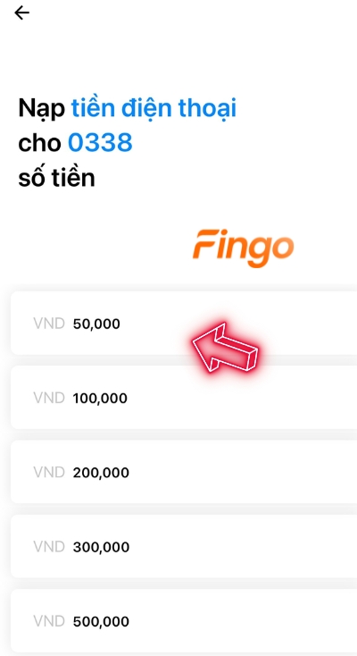 Chọn mệnh giá nạp tiền điện thoại
