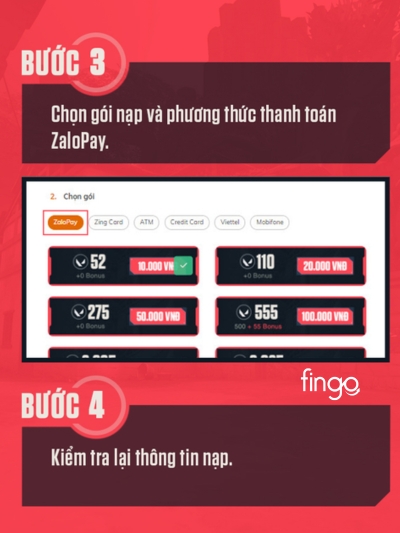 Chọn gói nạp và kiểm tra lại thông tin nạp