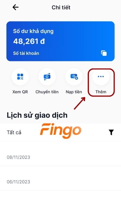 Tại màn hình chi tiết, chọn Thêm