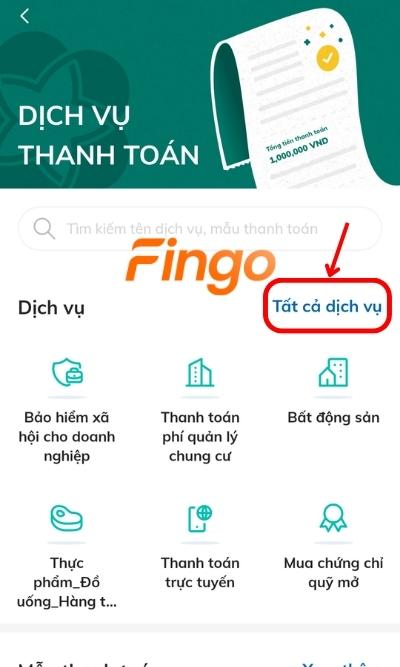 Chọn tất cả dịch vụ để xem toàn bộ dịch vụ thanh toán được hỗ trợ tại ngân hàng BIDV