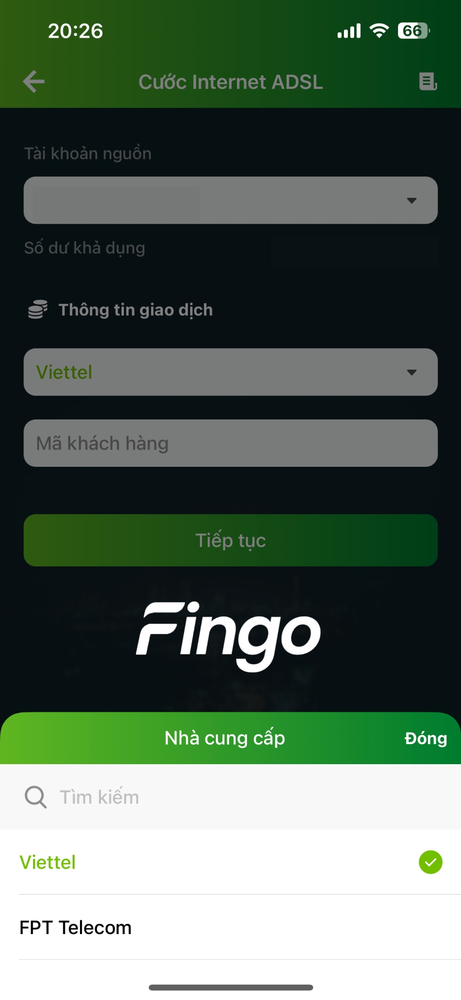 Cách thanh toán cước Internet qua Vietcombank bước 2