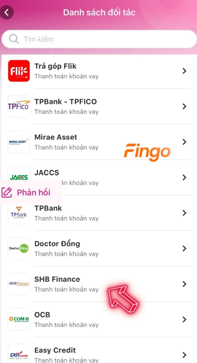 Chọn đối tác SHB Finance