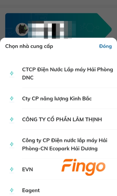 Chọn nhà cung cấp mà khách hàng đang sử dụng