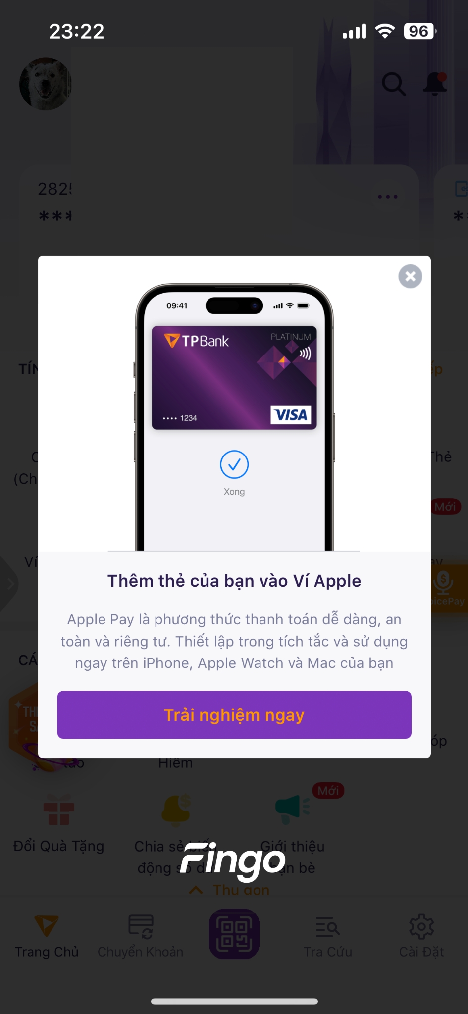 Thêm thẻ TPBank vào Apple Pay qua TPBank Mobile bước 2