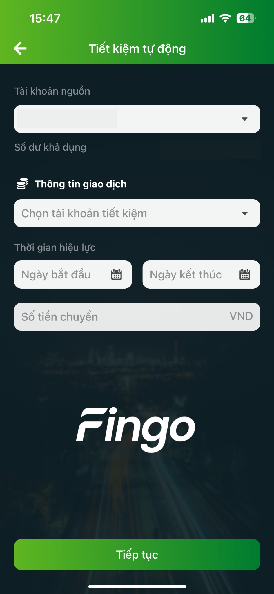 Cài đặt tiết kiệm tự động Vietcombank bước 3