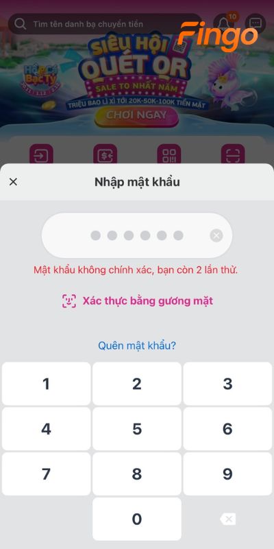 Nhập sai mật khẩu quá 3 lần