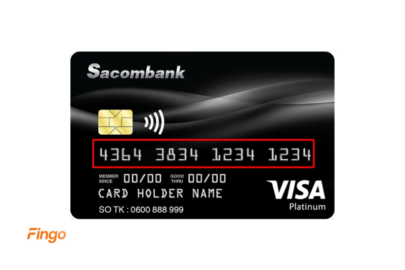 Vị trí của số thẻ tín dụng Sacombank.