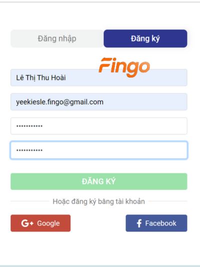 Nhập thông tin cá nhân để đăng ký