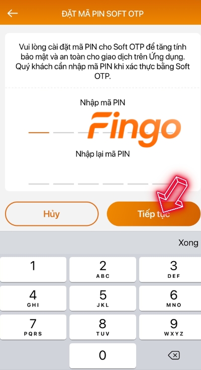 Nhập mã PIN xác nhận