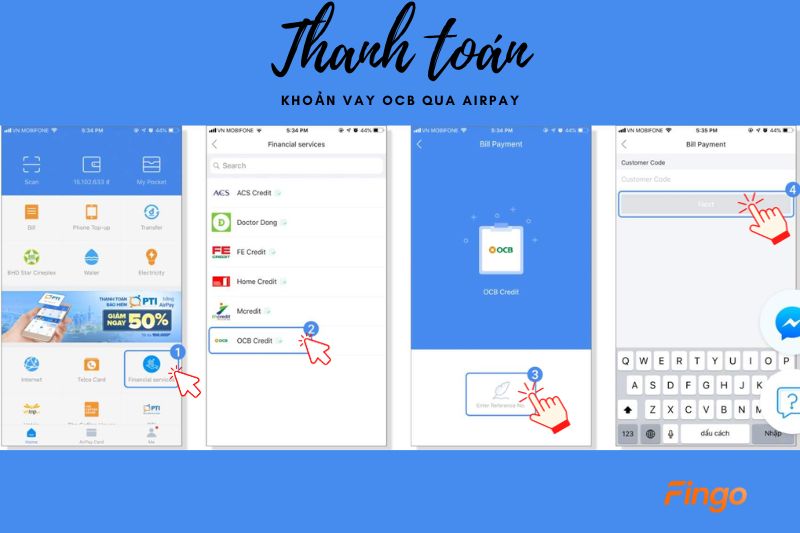 Hướng dẫn thanh toán khoản vay OCB qua AirPay