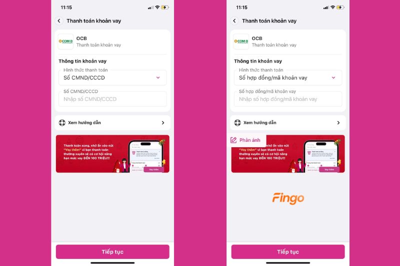Hướng dẫn thanh toán khoản vay OCB online qua Momo
