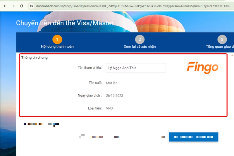  Nhập thông tin chung như tên tham chiếu, các thông tin khác được mặc định.