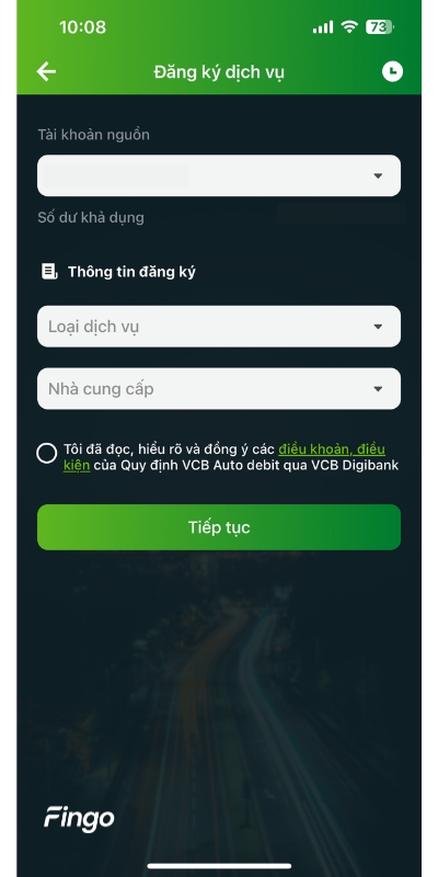 Cách đăng ký thanh toán điện qua Vietcombank bước 2