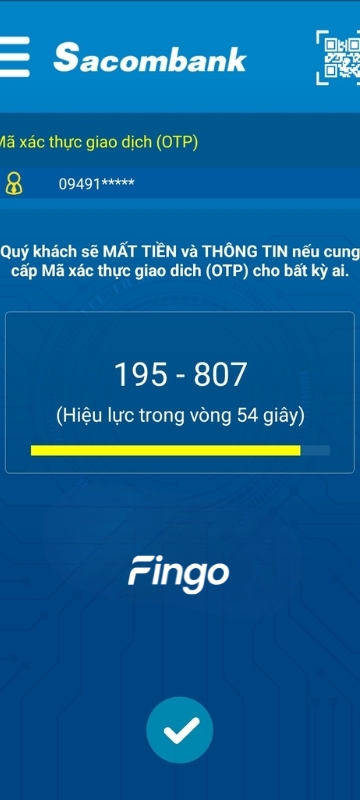 Nhận mã mCode từ ứng dụng mSign.