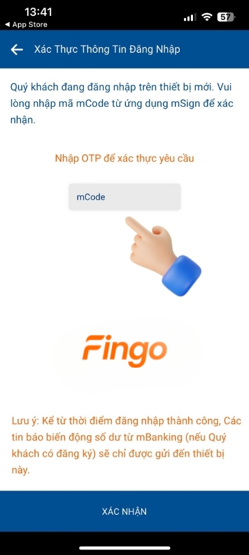 Nhập mã mCode.