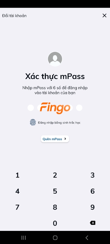 Nhập mã xác thực mPass, vân tay,... để đăng nhập vào tài khoản Sacombank.