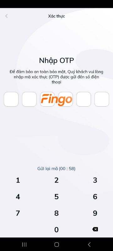 Nhập chính xác mã xác nhận (OTP)