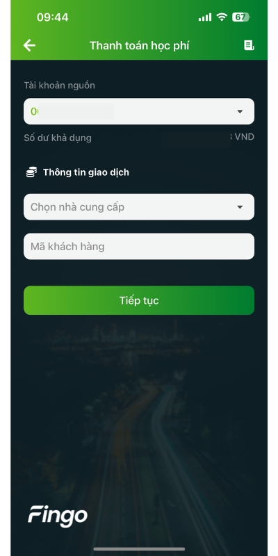 Cách đóng tiền học phí qua ngân hàng Vietcombank bước 2