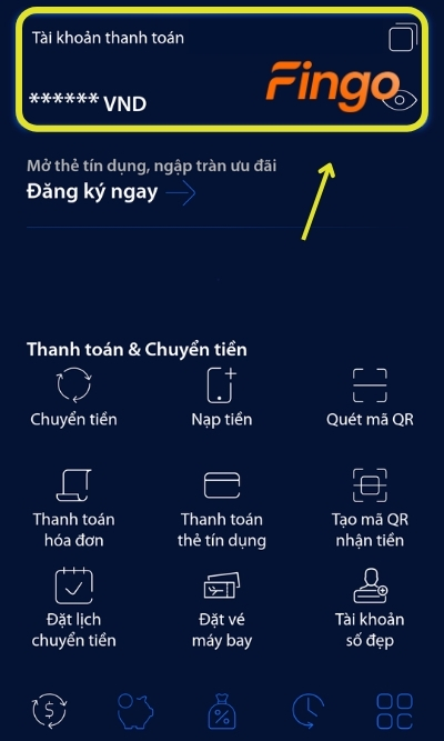 Đăng nhập ứng dụng. Bấm chọn vào mục tài khoản
