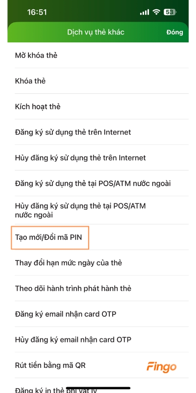 Cách lấy lại mã PIN Vietcombank bước 2