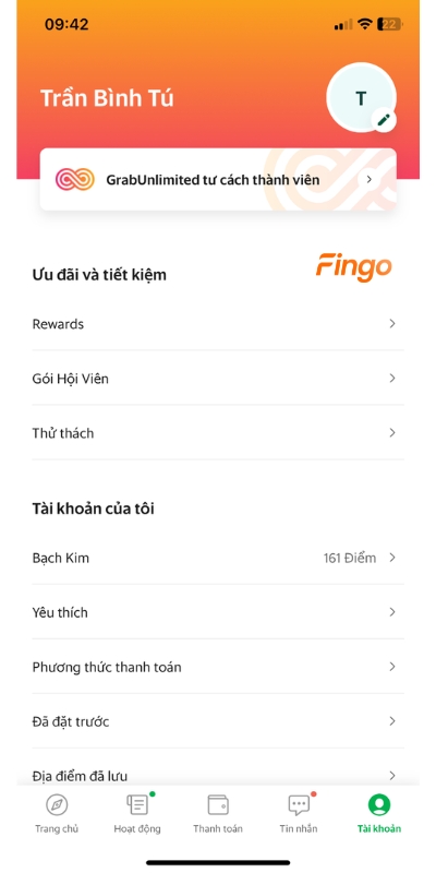 Cách liên kết Grab với Vietcombank bước 1