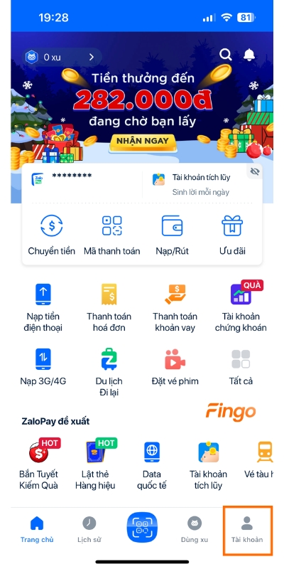 Cách liên kết Zalopay với ngân hàng Vietcombank qua ZaloPay bước 2