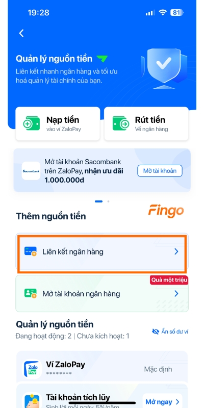 Cách liên kết Zalopay với ngân hàng Vietcombank qua ZaloPay bước 4