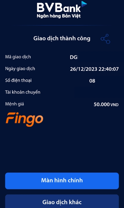 Màn hình lúc này sẽ hiển thị đầy đủ thông tin giao dịch.