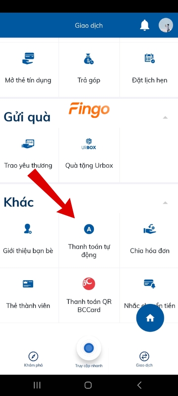  Chọn "Thanh toán tự động".