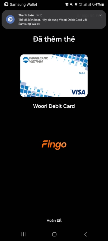 Hoàn tất việc thêm thẻ vào Samsung Pay.