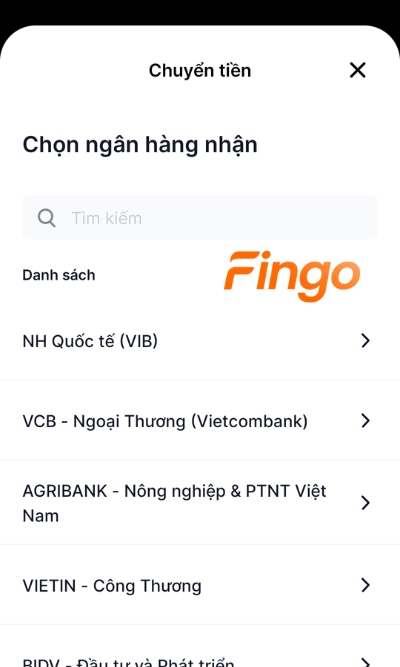 Chọn ngân hàng người thụ hưởng