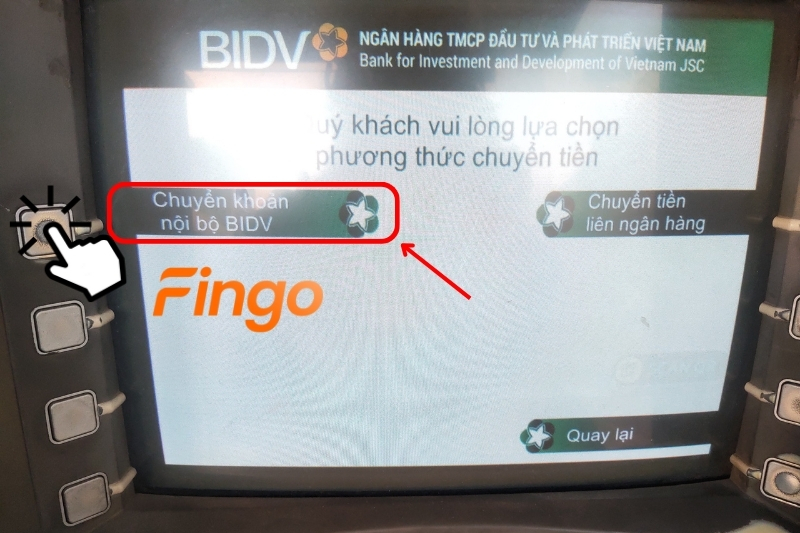 Tiếp đó, khách hàng chọn Chuyển khoản nội bộ BIDV