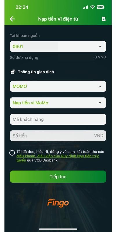 Cách chuyển tiền từ Vietcombank sang MoMo 5