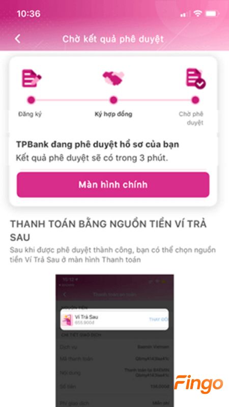 Chờ hồ sơ được xét duyệt trong khoảng 3 phút.