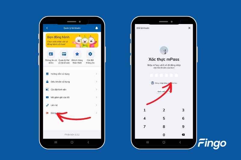 Cách đăng xuất Sacombank Pay tạm thời.