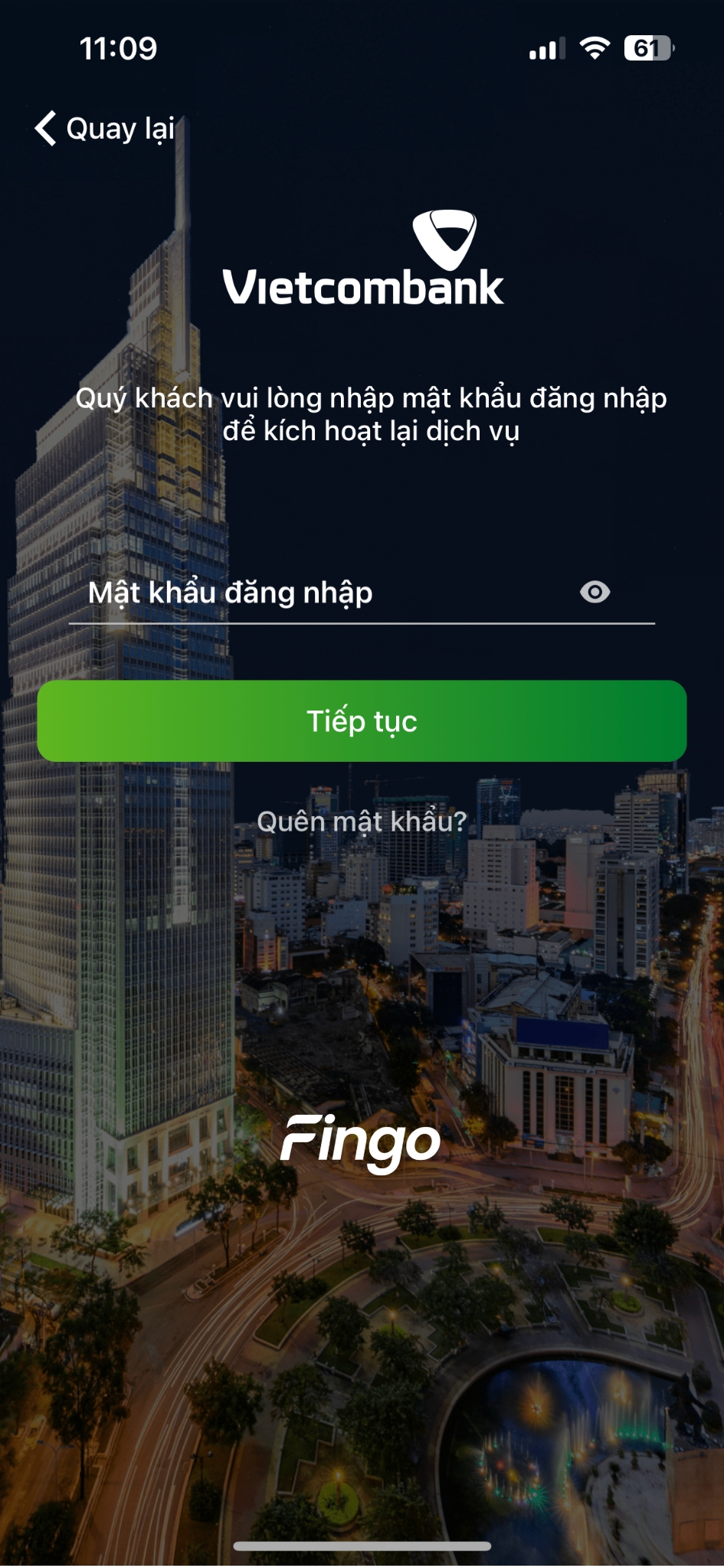 Cách đăng xuất tài khoản trên App Vietcombank để đăng nhập tài khoản khác bước 3